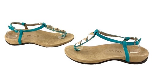 Vionic Lot Of 3 Miami Thong Sandals Black, Cork, Teal Leather Sandals Size 8 - Picture 2 of 12