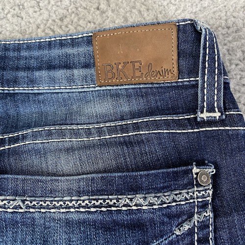 BKE Stella Ankle Skinny Jeans Womens 29 (32x27) Blue Dark Whiskered Low Western - Picture 7 of 10