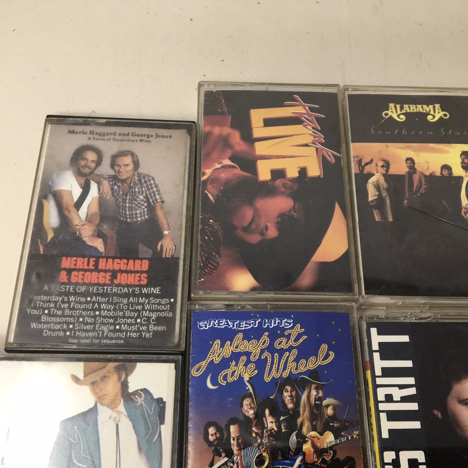 Country Music Cassette Tape Lot Hank Jr Yoakam Haggard George Jones Coe Lewis Foto 3 de 4