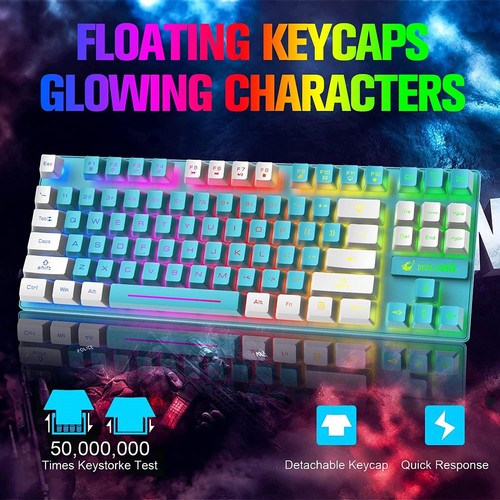 Wireless Gaming Keyboard and Mouse Combo with 87Key Rainbow Backlit Rechargeable - Picture 11 of 17