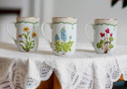 Floral Mugs Set 3 - Vintage Floral Tea Tall Mugs - Cups made by Georges Briard