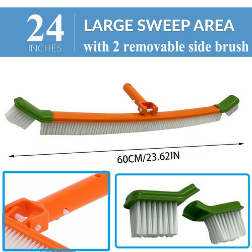 Spazzola da pavimento parete curva 18" con manico in alluminio per piscina da terra/fuori - Foto 9 di 15