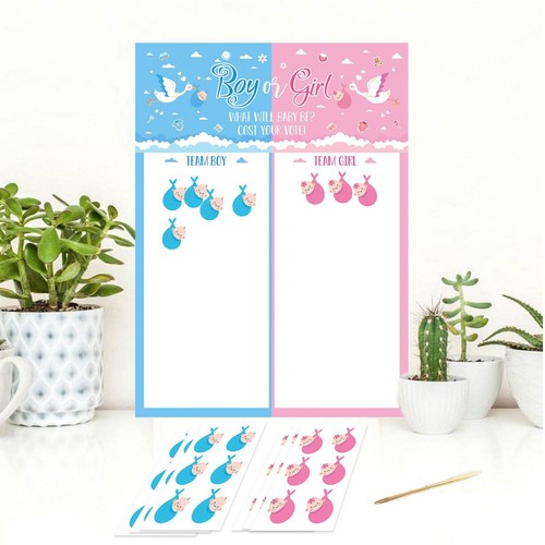 Gender Reveal Baby Shower Party Game Boy Or Girl Voting Vote Board Tally - Picture 12 of 14