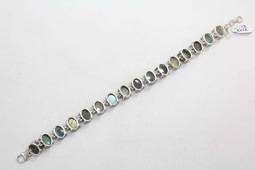 Bracelet 925 Sterling Silver Natural Gray Labradorite Gemstone C 565 - Picture 5 of 7