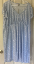 ASOS Maternity Blue Cotton Dress Size 16 Polka dot Knee Length Pullover V neck