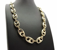 MEN'S HIP HOP STYLE RAPPER'S GOLD PLATED MARINA CHAIN 12mm 24", 30" NECKLACE