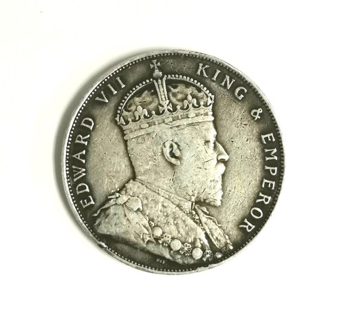 Mazuma *MC2033 Straits Settlements King Edward VII 1908 $1 Silver Coin VF - Picture 2 of 2