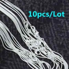 DOTEFFIL 10pcs 925 Sterling Silver 1MM Snake Chain Necklace 16-30inches Jewelry