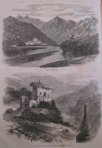 Vistas de la guerra en Bután Panakha 1866 noticias ilustradas de Londres