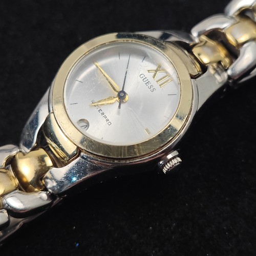 Guess Waterpro Womens Watch Silver Dial Running Silver Band Gold Accents 6" - Picture 3 of 13