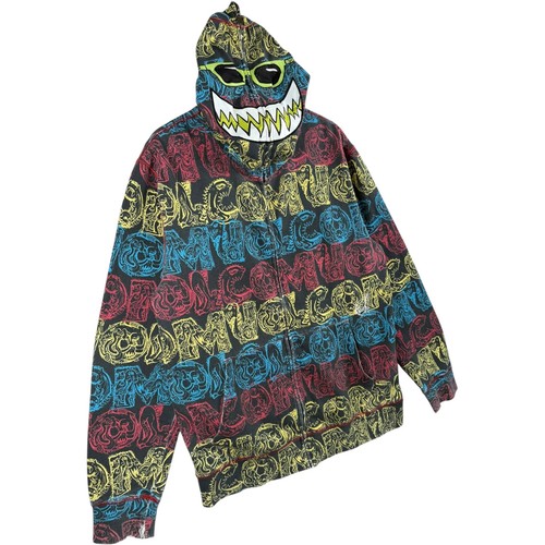 Vintage Volcom Full Zip Face Mask All Over Print Hoodie Multicolor Mens XL - Picture 4 of 7