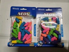 Bazic Neon Eraser Caps Lot of  2 - 40 Count Each Package 80 Total Free Shipping 