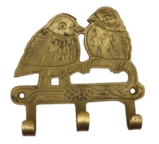 Bird Pair Shape Victorian Style Handmade Brass Cloth Key Towel Wall Hanger Hook