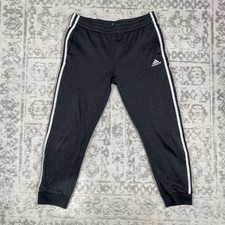 Adidas Track Pants Boys Gray Striped Tapered Activewear Youth Size Large 14/16