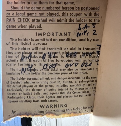 1963 SCORED WORLD SERIES GAME 1 PROGRAM w/TICKET STUBS FOR GAMES 1 & 2 READ DESC - Bild 8 von 24