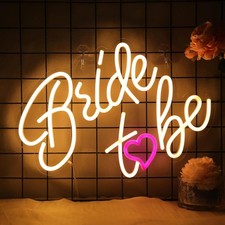 16"x12" Bride to Be Love Heart LED Neon Sign With Dimmer USB Powered Light Lamp