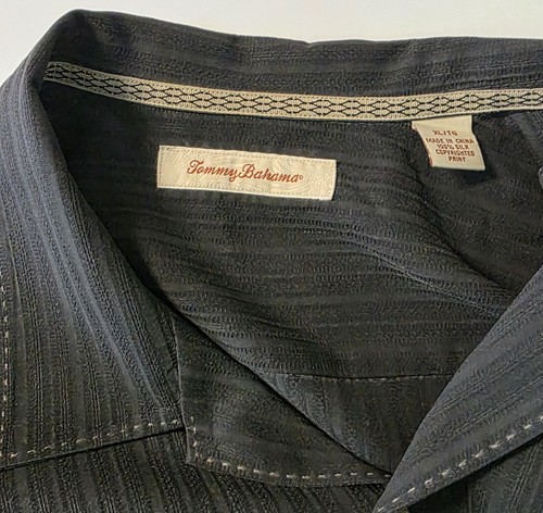 Tommy Bahama Hemd XL Herren schwarz bestickt Blumenmuster Fronttasche reduziert - Bild 3 von 10