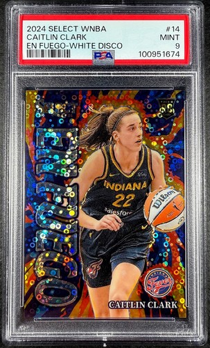 Caitlin Clark [White Disco Prizm] #14 2024 Panini Select WNBA En Fuego card