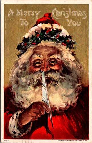 Postcard Antique Santa A Merry Christmas to You Posted 12/24/1908 Copyright 1908 - Picture 1 of 2