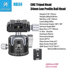 Low Profile Camera Tripod Ball Head 34mm Metal Panorama Ball Head Load 44lbs New
