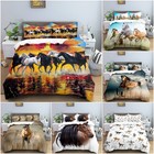 Fine Horse 3D Bedding Set 3 PCS Quilt Duvet Cover Dorm Single Double King Size