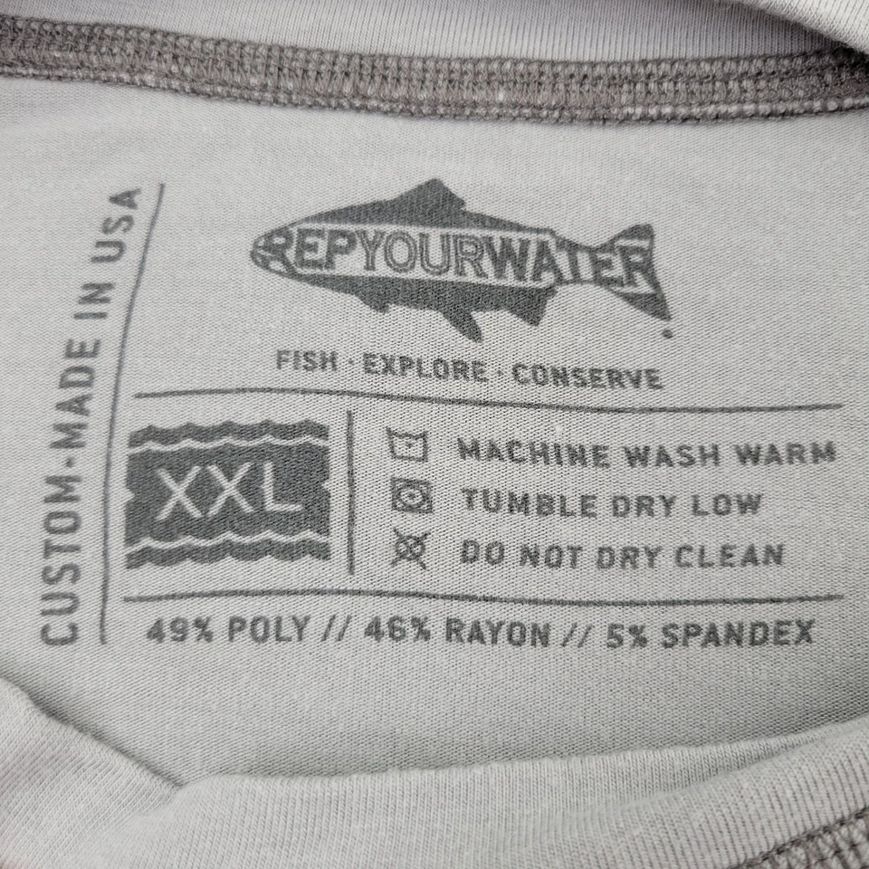 Camisa RepYourWater Para Hombre XXL 2XL Gris Rendimiento Logo Gráfico Manga Larga Foto 3 de 4