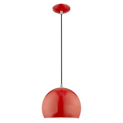 Beaumont Lane Modern 1-Light Metal Single Pendant with Shade in Shiny Red - Bild 3 von 7