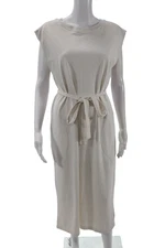 Velvet by Graham & Spencer Womens Cotton Crew Neck Belt Dress Beige Size S