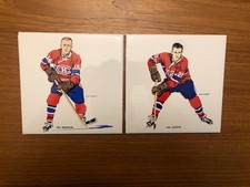 (2) 1962-63 H.M. Cowan Hockey Canadiens Ceramic Tiles Goyette Berenson NRMT