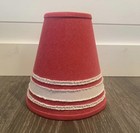 Vintage POTTERY BARN KIDS Red White Denim Fabric Table Pendant Lamp Lampshade