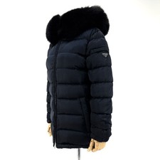 Prada Re-Nylon Triangle Logo Fox Fur Women's Puffer Jacket 330523-184 145970878