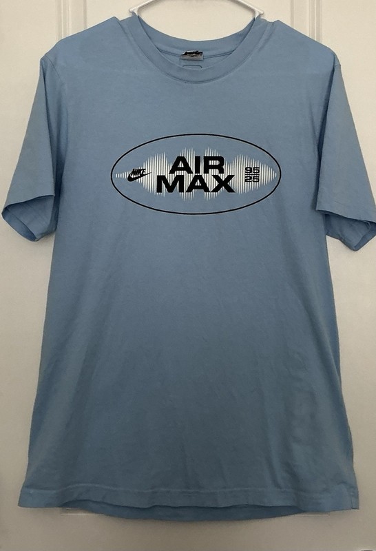NIKE AIR MAX-Men’s M-T-Shirt-Short Sleeve-Psychic Blue-Cotton-Graphic &Badge