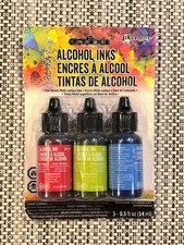 Tim Holtz Alcohol Ink Kit Dockside Picnic Watermelon, Citrus,  Sailboat Blue