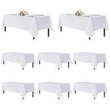White Table Cloths Rectangle, 8 Pack Tablecoths for 6 Foot Tables - Washable ...