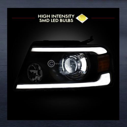 Faros proyectores barra tubo LED completa ámbar + rejilla de malla para F150 2004-2008 negro - Imagen 6 de 9