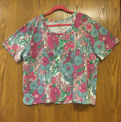 Talbots The Talbots Tee Damen Kurzarm Blumen T-Shirt Oberteil dehnbar Größe 3X