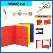 Poly Two-Pocket Folder with Prong Fasteners Assorted Colors 3 Pack