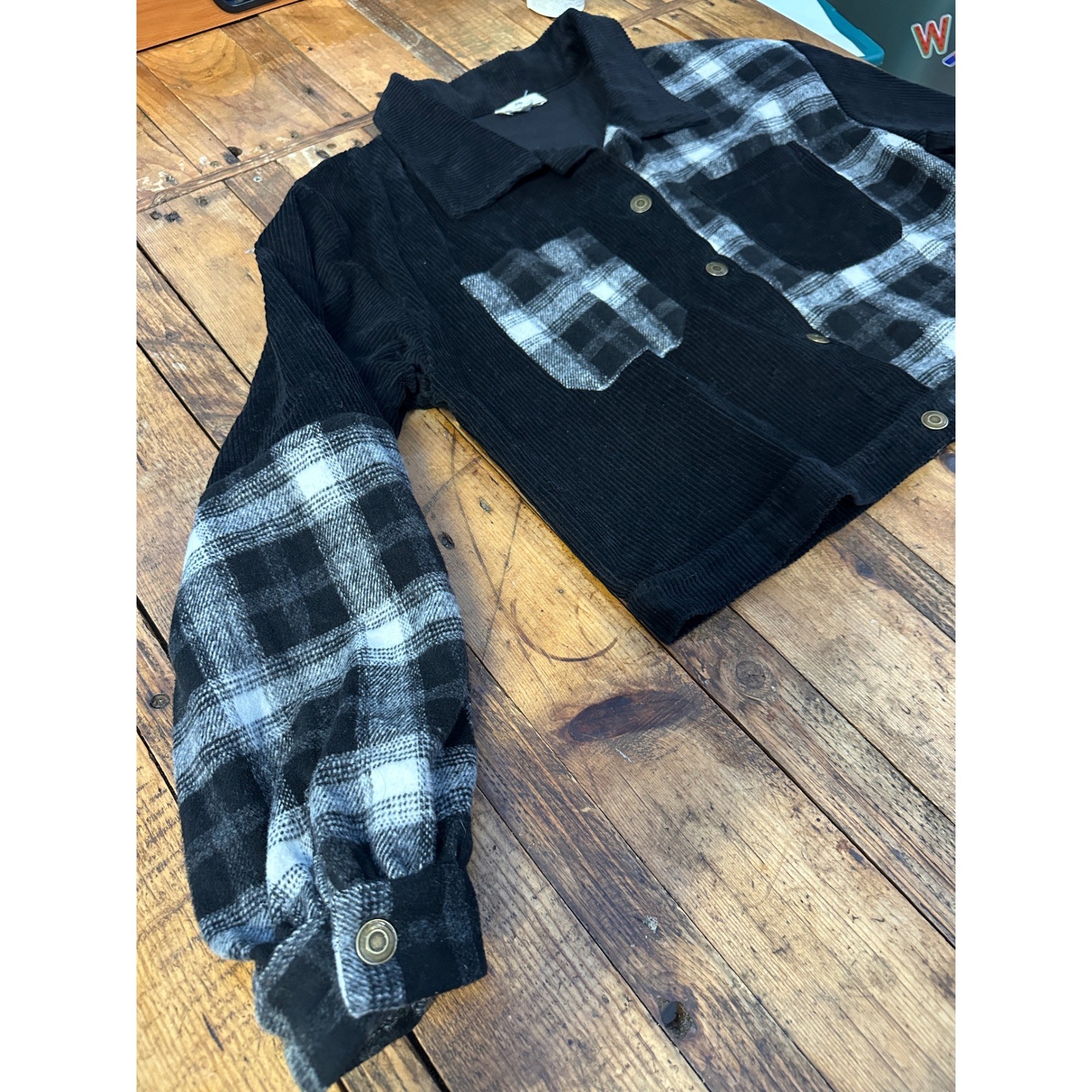 Entro Corduroy Plaid Patchwork Jacket Women's M C… - image 7