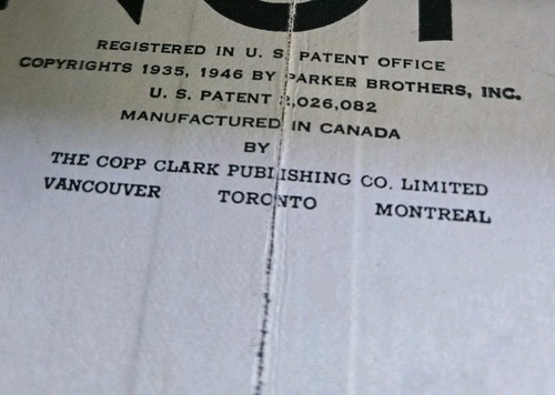 Vintage Monopoly Canadian 1935 1946 Incomplete E-149 Parker Brothers - Picture 7 of 8