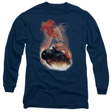 Superman Ride It Out Mens Long Sleeve Shirt Navy Officially Licensed