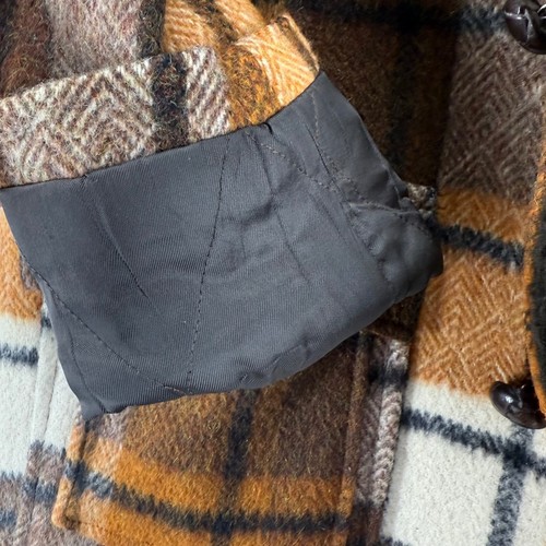 Vtg HIS Sportswear Wool Blend Coat Mens 38L Mackinaw Plaid Brown Thick Warm - Picture 7 of 15