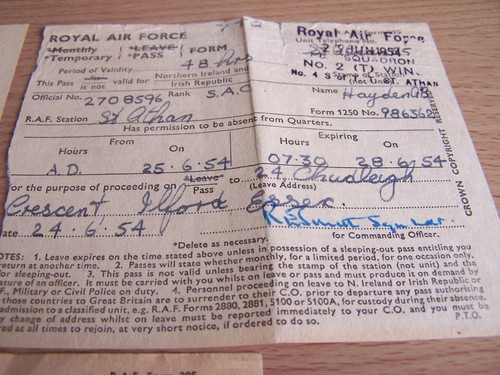 Militär RAF Station 3 temporäre Passformulare Debden & St Athan 1954 & 1955 - Bild 3 von 5