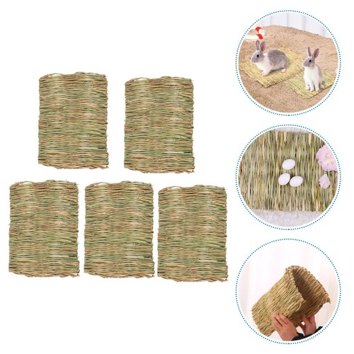 5 Pcs Grass Mats for Rabbits Pet Seagrass Small Animal Guinea Pig Chew Toy