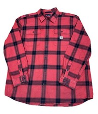 Carhartt Shirt Mens XL Red Black Plaid Flannel Loose Fit Long Sleeve TW4451 READ