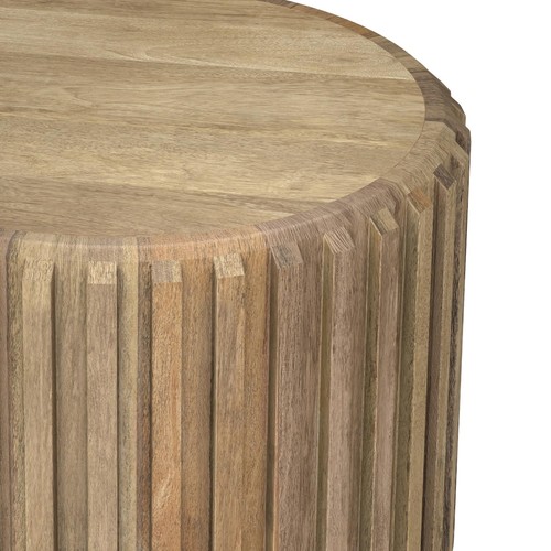 Lyall Solid Mango Wood 16 inch Wide Round Contemporary Side Table in Natural,... - Picture 8 of 9