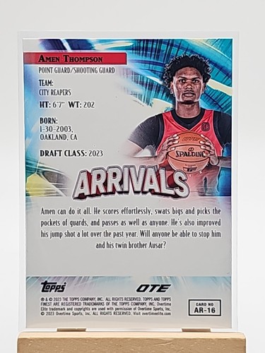 2022-23 Amen Thompson Topps Finest Overtime Elite Arrivals Rookie - Rockets - Picture 2 of 2