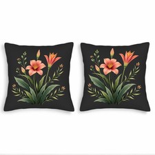 Set of 2 Decorative Throw Pillow Covers 18x18in - Elegant Floral Design