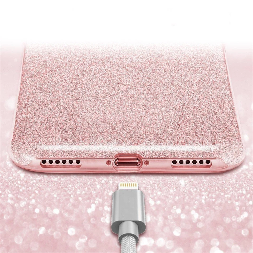 Silikon Schutz Hülle für iPhone 5s 6s 7 8 Plus Xs Max Glitzer Tasche Cover Case - Bild 3 von 4