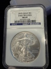 2010 American Silver Eagle NGC MS69 1 oz .999 Fine Silver Coin Early Releases