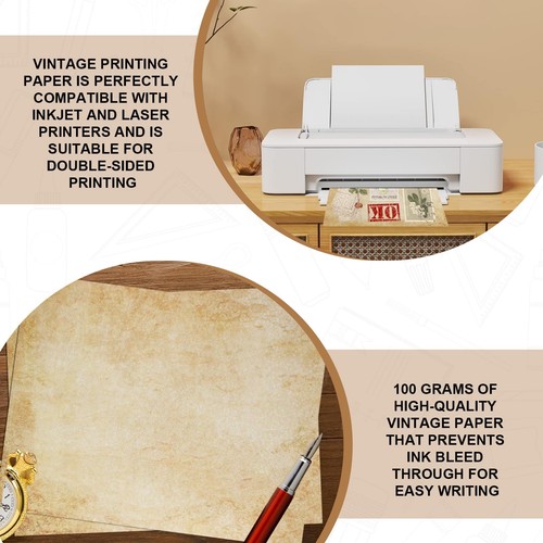70PCS Vintage Paper 8.5 x 11 in Parchment Paper for Writing Letter writing pa... - Picture 4 of 7